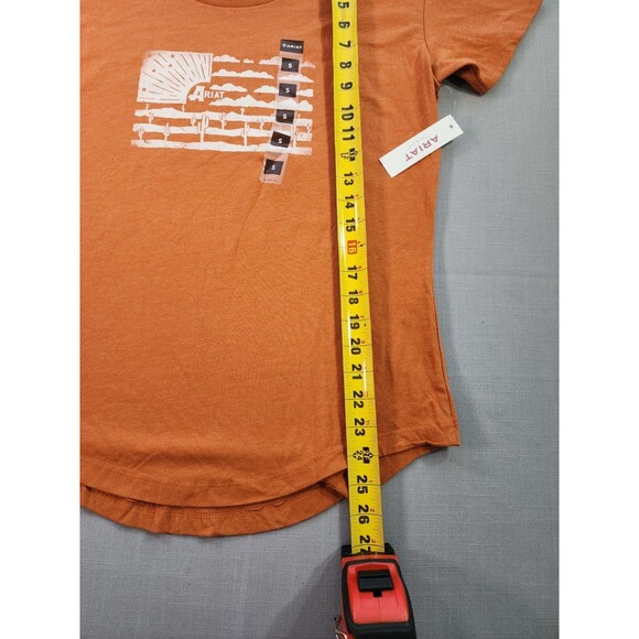 Ariat Women’s Small Orange Graphic T-Shirt Western Desert Cactus Flag Short... - Picture 4 of 6